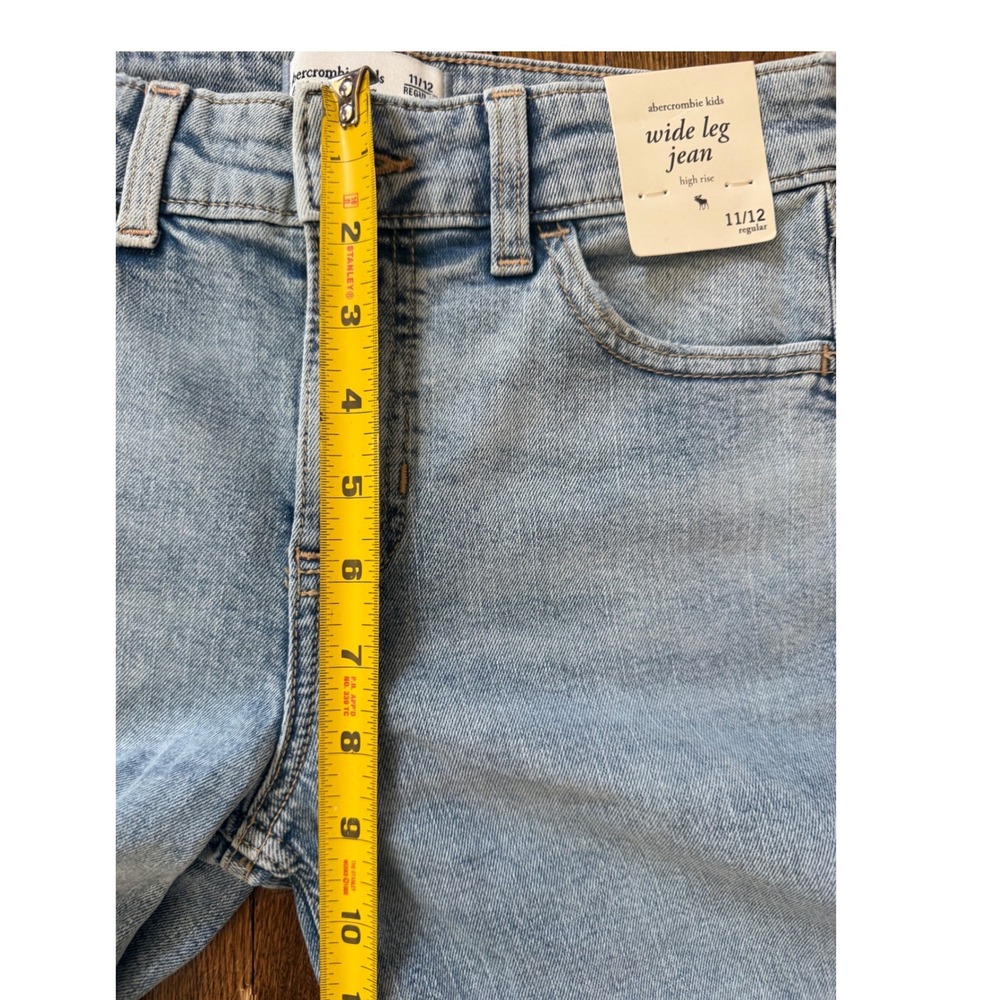 Abercrombie Kids Wide Leg Jean High Rise Light Wash Denim 11/12 Regular NEW - Picture 7 of 8